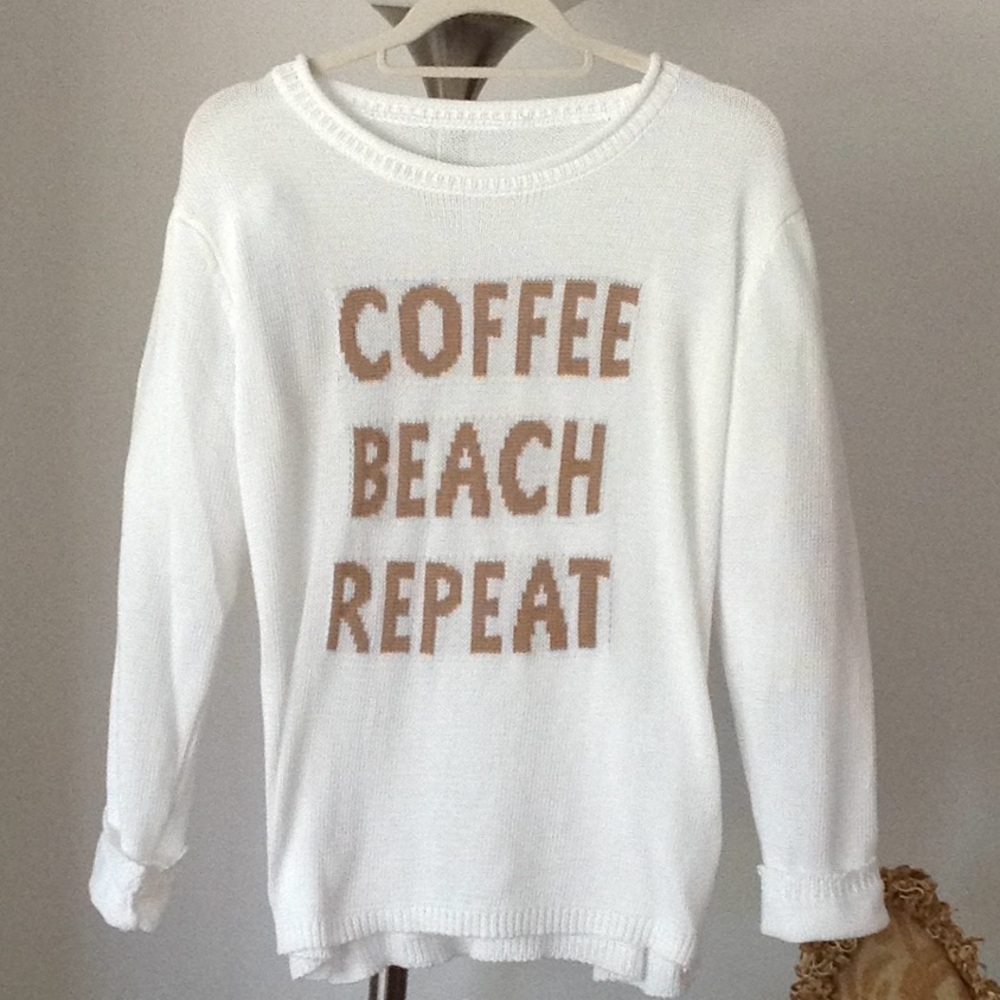 🔥 'Coffee Beach Repeat' - White /Cashew Sweater